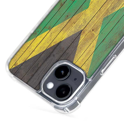 Jamaican Flag Dark Wood iPhone 15 MagSafe Case