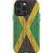 Jamaican Flag Dark Wood iPhone 14 Pro Impact Case