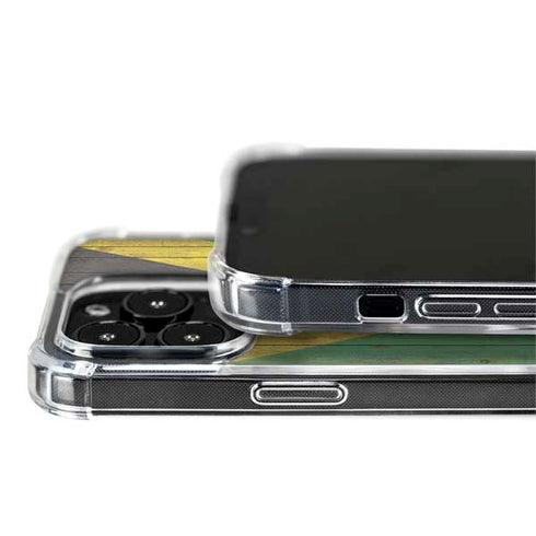 Jamaican Flag Dark Wood iPhone 14 Pro MagSafe Case