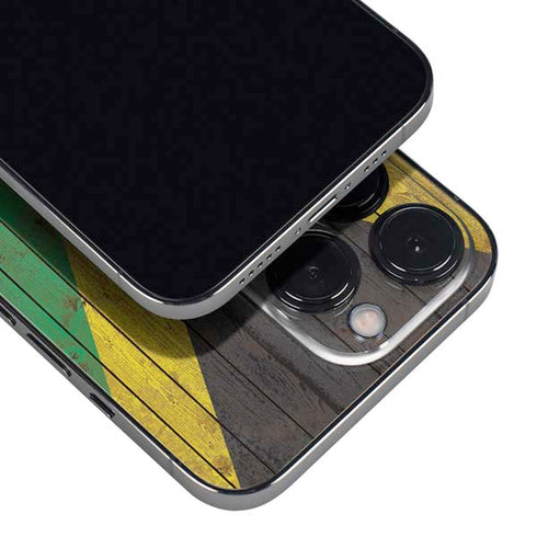 Jamaican Flag Dark Wood iPhone 14 Pro Max Skin