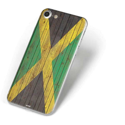 Jamaican Flag Dark Wood iPhone 7 Skin