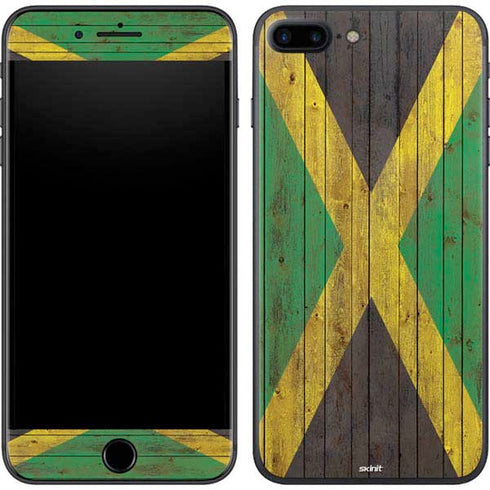 Jamaican Flag Dark Wood iPhone 8 Plus Skin