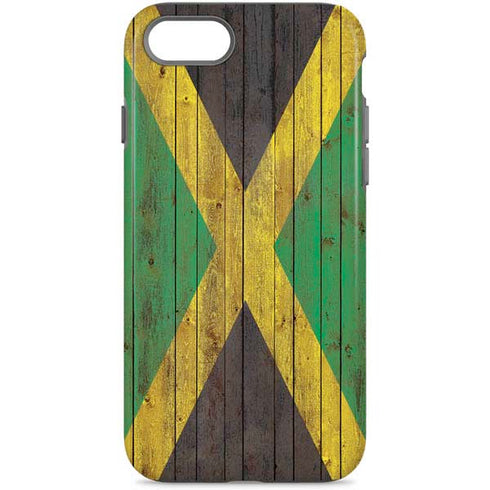 Jamaican Flag Dark Wood iPhone 8 Pro Case