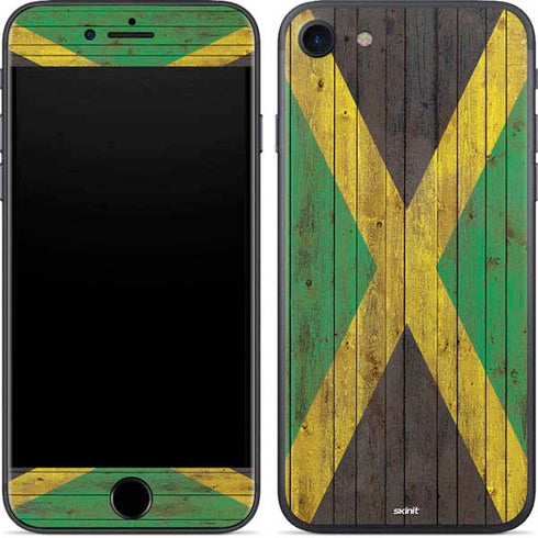 Jamaican Flag Dark Wood iPhone 8 Skin