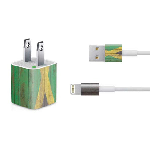 Jamaican Flag Dark Wood iPhone Charger (5W USB) Skin