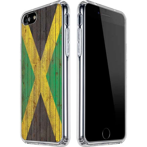 Jamaican Flag Dark Wood iPhone SE (2nd & 3rd Gen) Clear Case