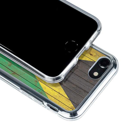 Jamaican Flag Dark Wood iPhone SE (2nd & 3rd Gen) Clear Case