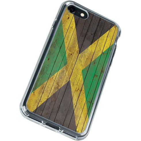 Jamaican Flag Dark Wood iPhone SE (2nd & 3rd Gen) Clear Case