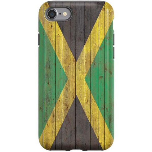 Jamaican Flag Dark Wood iPhone SE (2nd & 3rd Gen) Pro Case