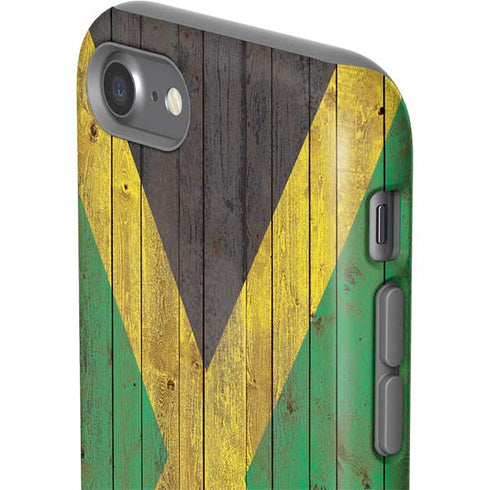 Jamaican Flag Dark Wood iPhone SE (2nd & 3rd Gen) Pro Case