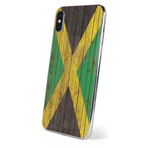 Jamaican Flag Dark Wood iPhone X Skin