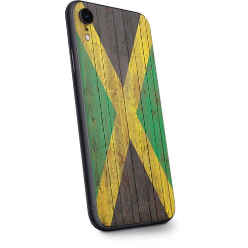 Jamaican Flag Dark Wood iPhone XR Skin