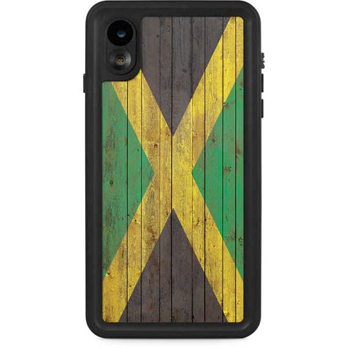 Jamaican Flag Dark Wood iPhone XR Waterproof Case
