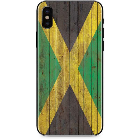 Jamaican Flag Dark Wood iPhone XS Max Skin