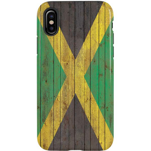 Jamaican Flag Dark Wood iPhone XS Pro Case