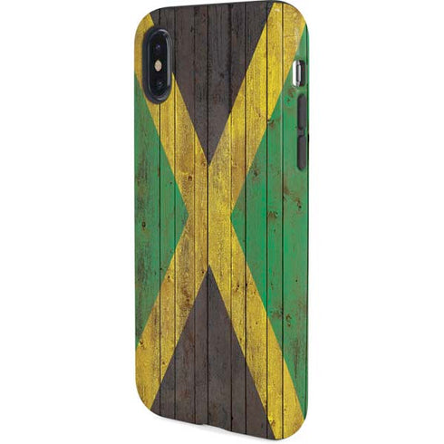 Jamaican Flag Dark Wood iPhone XS Pro Case