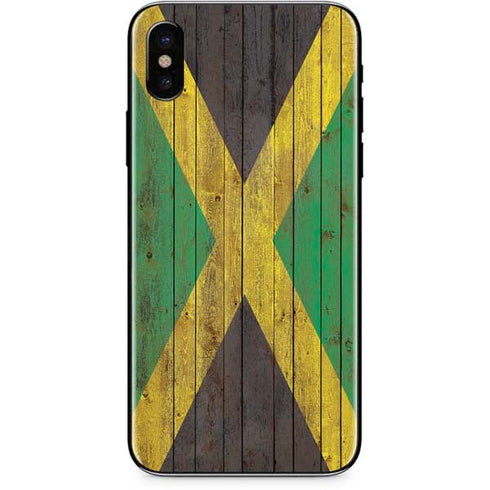 Jamaican Flag Dark Wood iPhone XS Skin