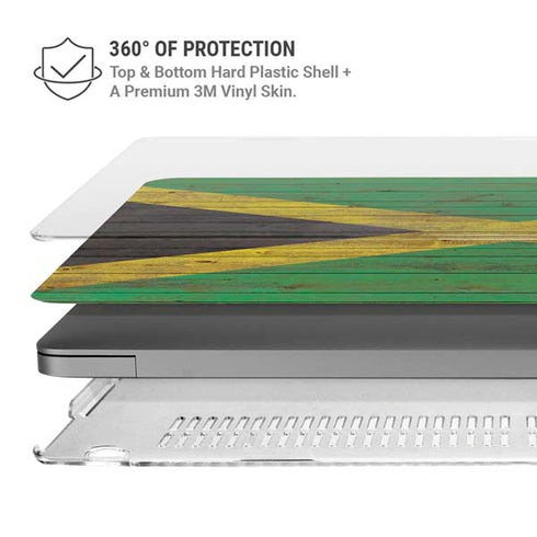 Jamaican Flag Dark Wood MacBook Pro 16in (2021-25) Case plus Skin