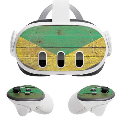 Jamaican Flag Dark Wood Meta Quest 3 Skin