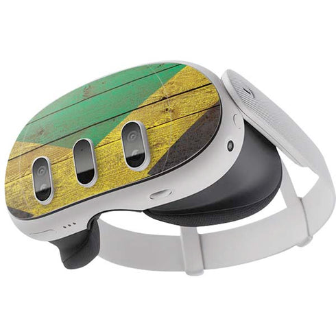 Jamaican Flag Dark Wood Meta Quest 3 Skin