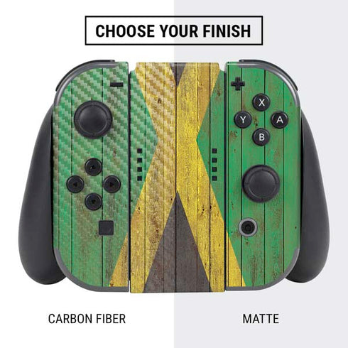 Jamaican Flag Dark Wood Nintendo Switch Bundle Skin