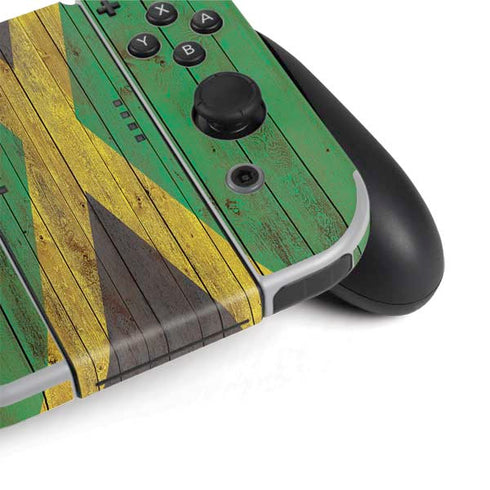 Jamaican Flag Dark Wood Nintendo Switch OLED (2021) Skin