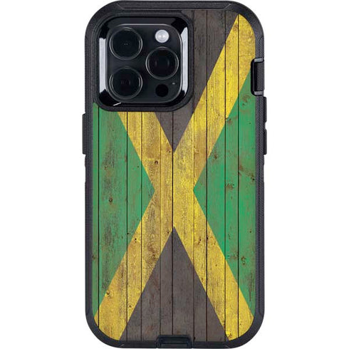Jamaican Flag Dark Wood Otterbox Defender iPhone Skin
