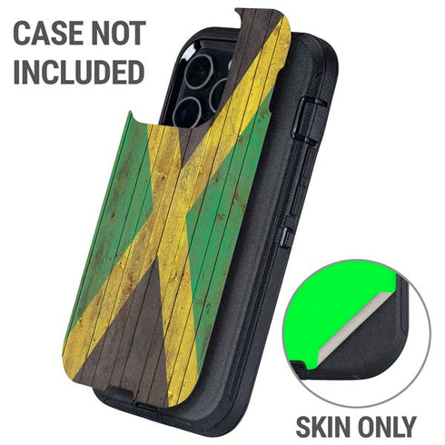 Jamaican Flag Dark Wood Otterbox Defender iPhone Skin