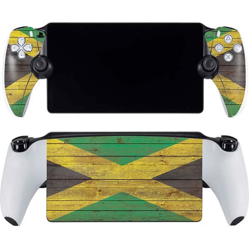 Jamaican Flag Dark Wood PlayStation Portal Remote Player Skin