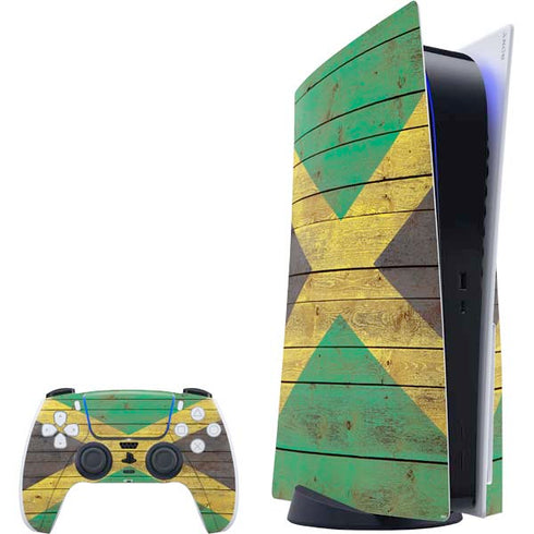 Jamaican Flag Dark Wood PS5 Bundle Skin