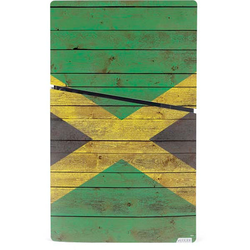 Jamaican Flag Dark Wood PS5 Slim Digital Edition Console Skin