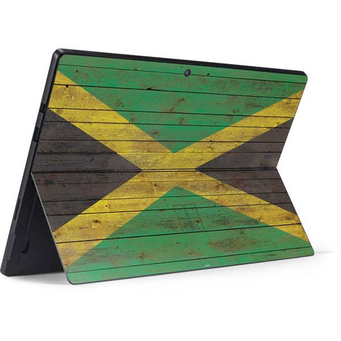 Jamaican Flag Dark Wood Surface Pro 7 Skin