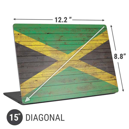 Jamaican Flag Dark Wood Universal Laptop 15in (12.2 x 8.8in) Skin