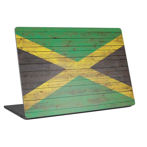 Jamaican Flag Dark Wood Universal Laptop 16.6in (13.4 x 9.7in) Skin