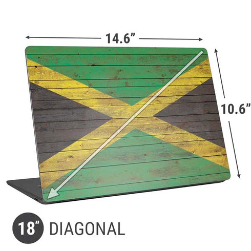 Jamaican Flag Dark Wood Universal Laptop 18in (14.6 x 10.6in) Skin