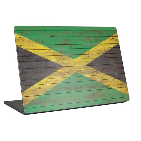 Jamaican Flag Dark Wood Universal Laptop 18in (14.6 x 10.6in) Skin