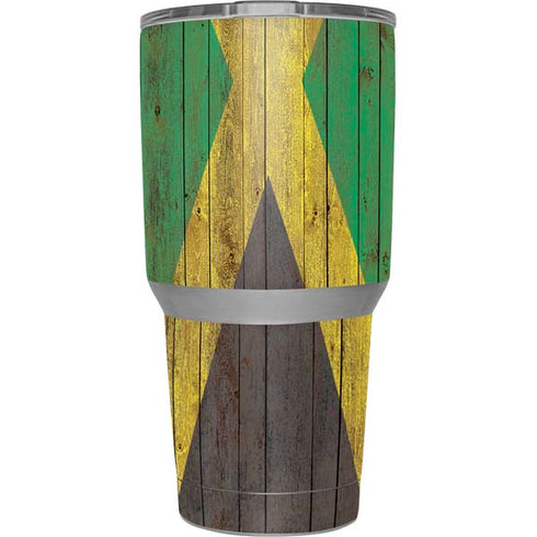 Jamaican Flag Dark Wood Yeti 30oz Rambler Tumbler Skin