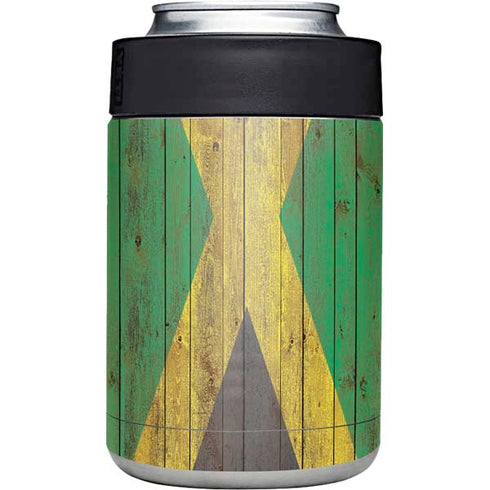 Jamaican Flag Dark Wood Yeti Colster Can Insulator  Skin