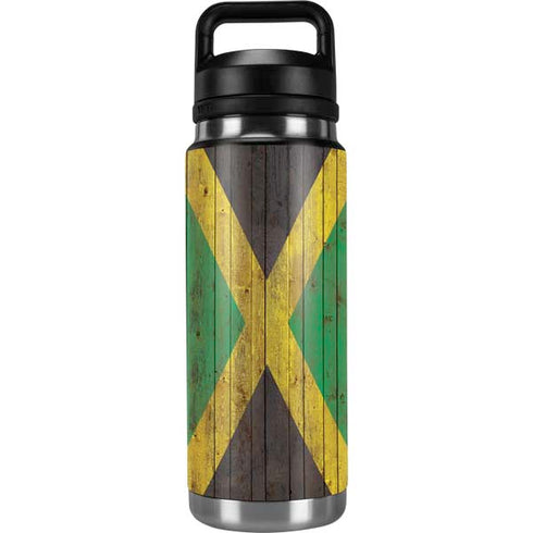 Jamaican Flag Dark Wood YETI Rambler 26oz Bottle Skin
