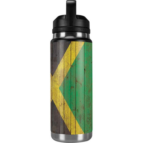 Jamaican Flag Dark Wood YETI Rambler 26oz Bottle Skin