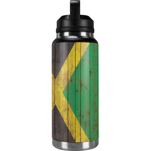 Jamaican Flag Dark Wood YETI Rambler 36oz Bottle Skin