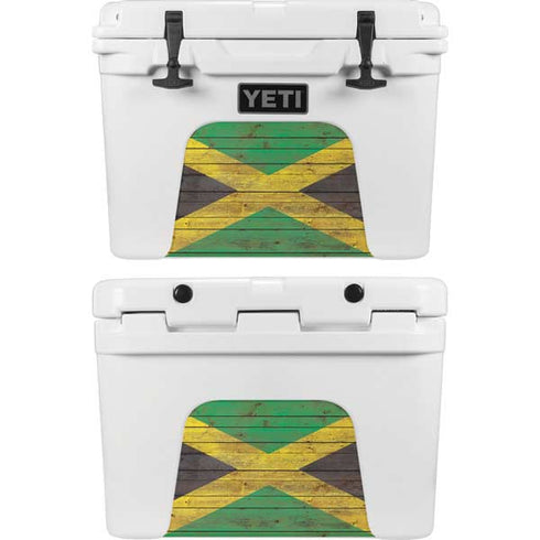 Jamaican Flag Dark Wood YETI Tundra 35 Hard Cooler Skin