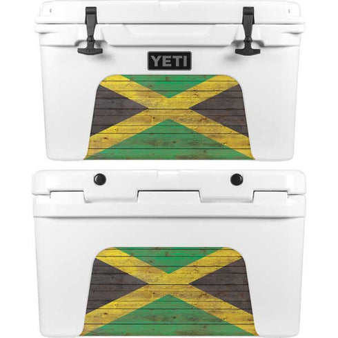 Jamaican Flag Dark Wood YETI Tundra 45 Hard Cooler Skin