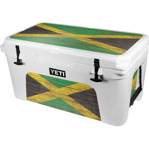 Jamaican Flag Dark Wood YETI Tundra 65 Hard Cooler Skin