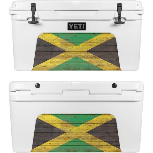 Jamaican Flag Dark Wood YETI Tundra 65 Hard Cooler Skin