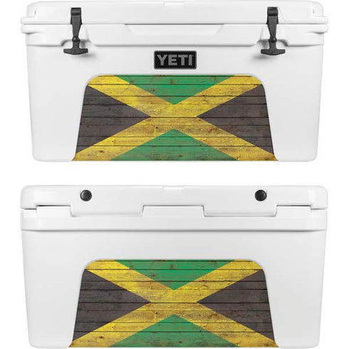Jamaican Flag Dark Wood YETI Tundra 75 Hard Cooler Skin