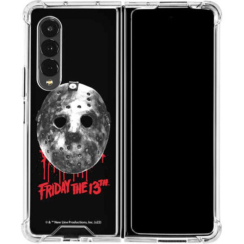 Warner Bros Friday the 13th Jason Voorhees Dripping Mask Galaxy Z Fold4 5G Clear Case