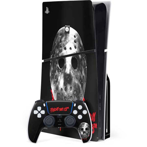 Warner Bros Friday the 13th Jason Voorhees Dripping Mask PS5 Slim Disk Bundle Skin
