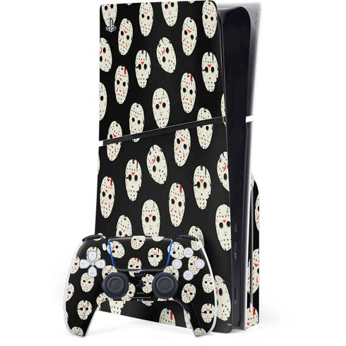 Warner Bros Friday the 13th Jason Voorhees Pattern PS5 Slim Disk Bundle Skin