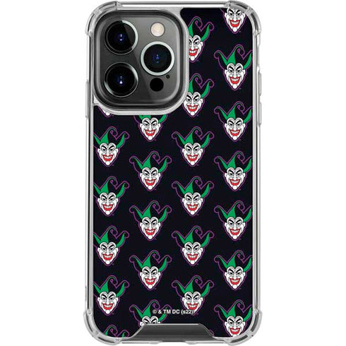 DC Comics The Joker Logo Pattern iPhone 14 Pro Clear Case